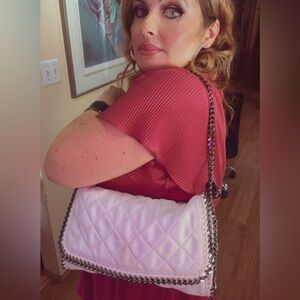 Stella McCartney White Quilted Shoulder Bag with Duster and Authenticity cards